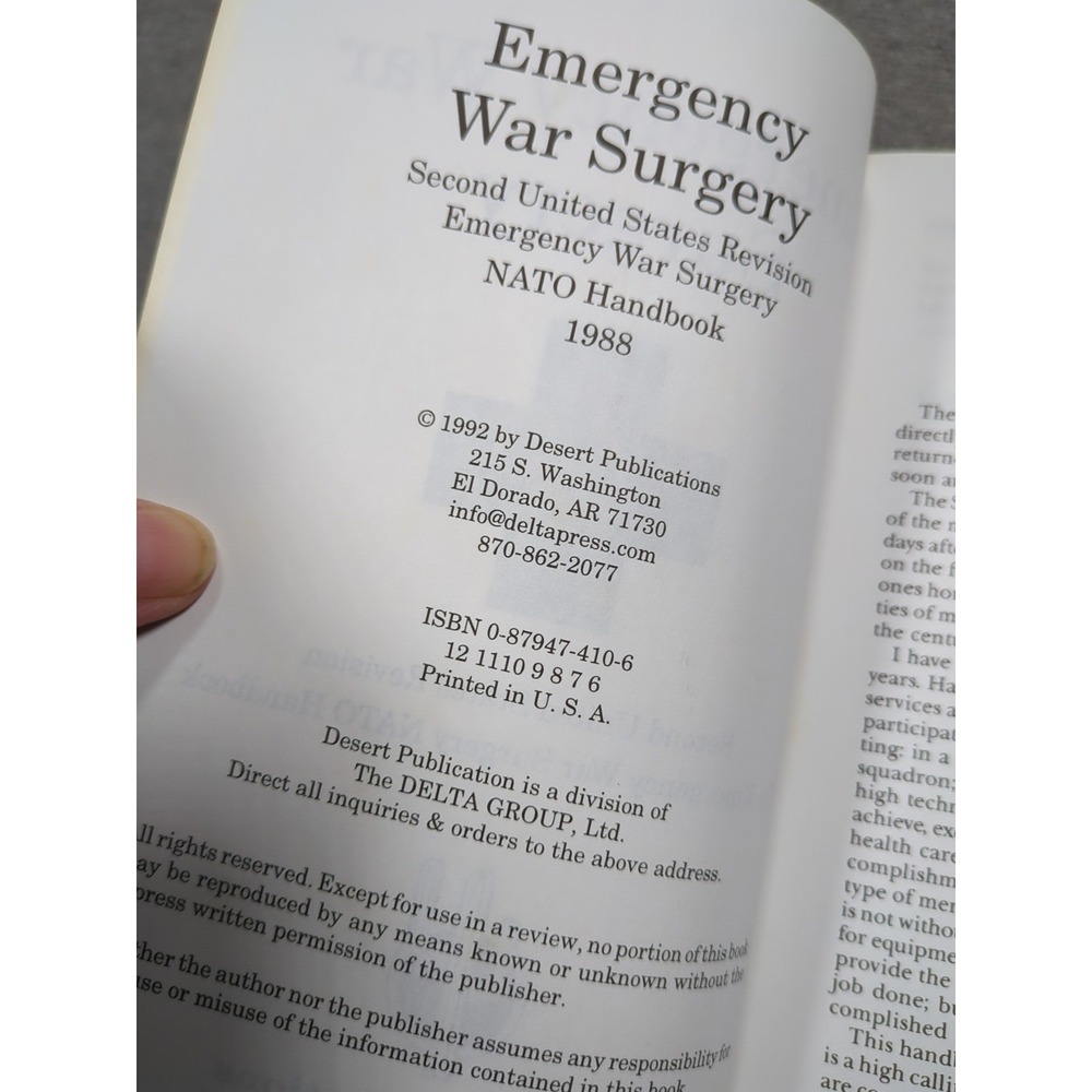 Emergency War Surgery Second US Revision NATO‎ Handbook 1988 (Delta Group 1992) - Picture 4 of 16